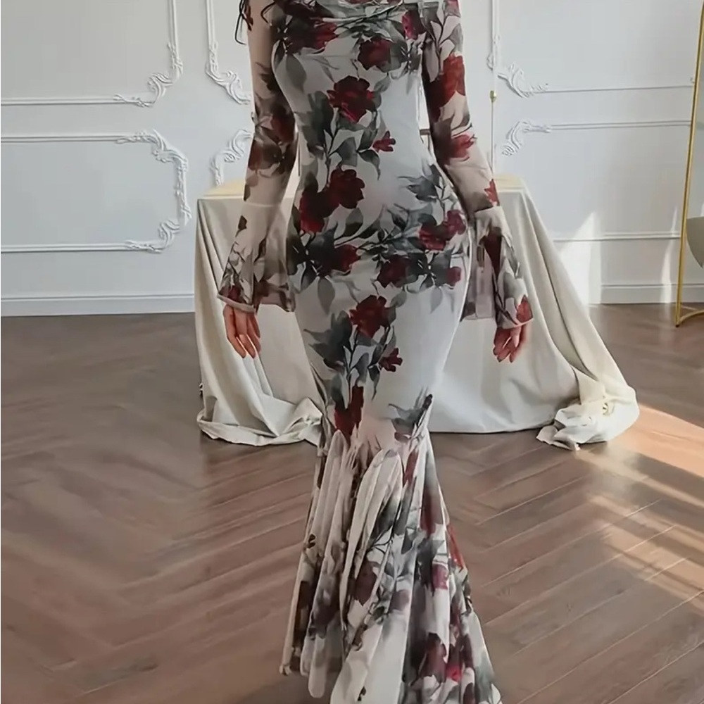 Floral Long Sleeve Maxi Dress